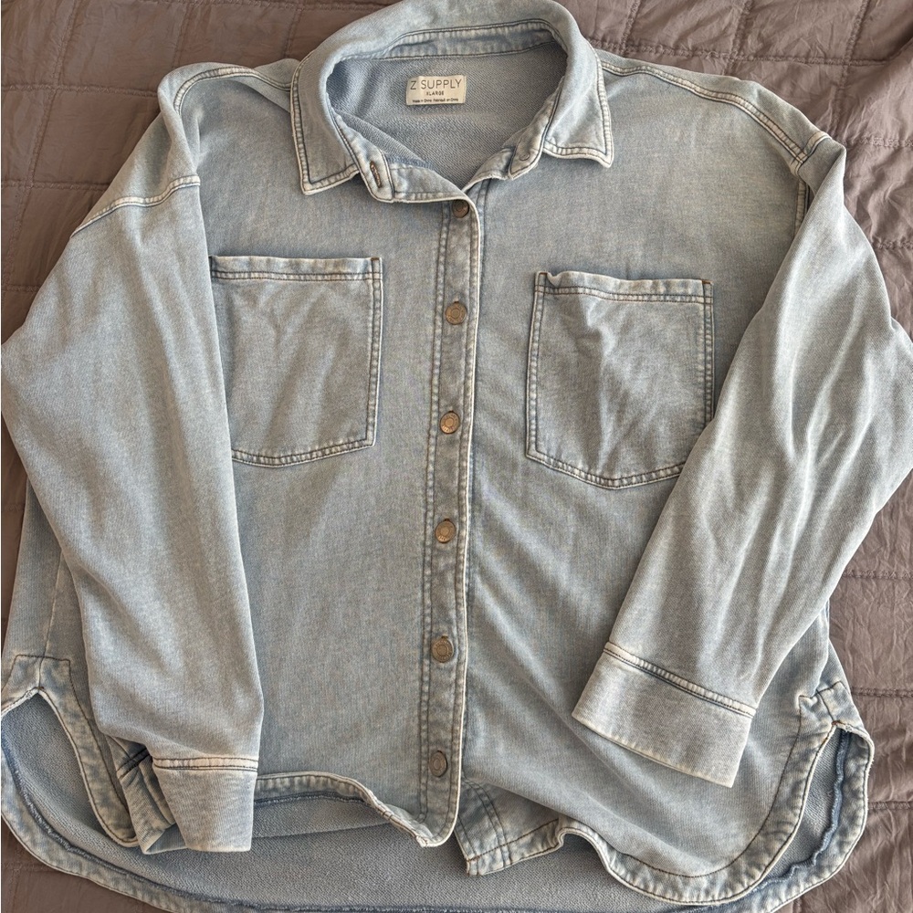 Light Blue Denim Button-Up Shirt